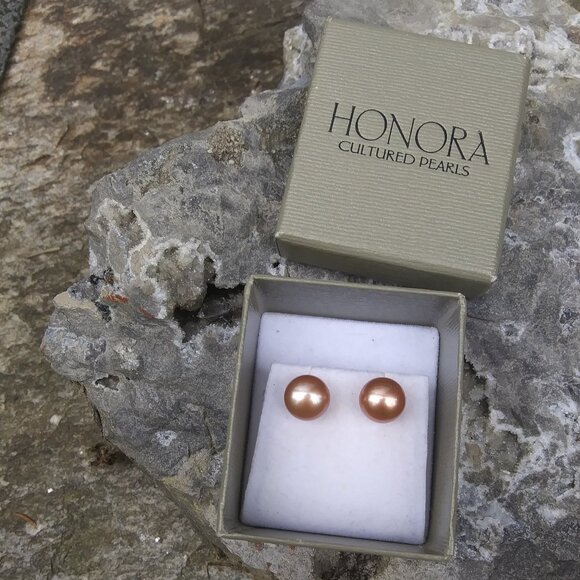 Honora Cultured Pearl Sterling Silver Earrings with original box - Picture 3 of 16